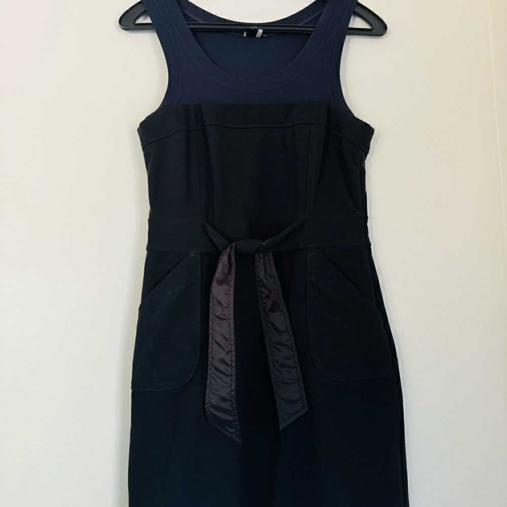 Theory Wakely Sleeveless Pockets A-Line Belted Knit Dress Size 6
